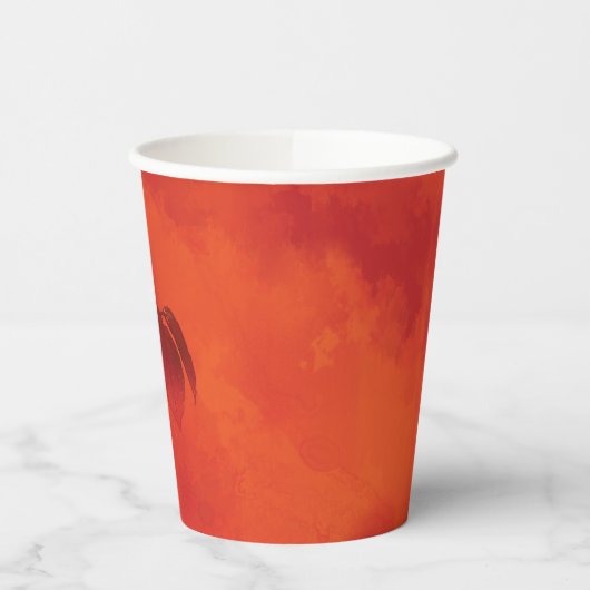 Burnt Orange Persimmon Leaf Abtract Herbst Pappbecher (Links)