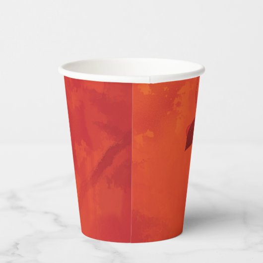 Burnt Orange Persimmon Leaf Abtract Herbst Pappbecher (Rechts)