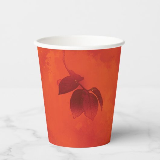 Burnt Orange Persimmon Leaf Abtract Herbst Pappbecher (Vorderseite)