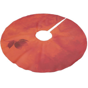 Burnt Orange Persimmon Leaf Abtract Herbst Polyester Weihnachtsbaumdecke