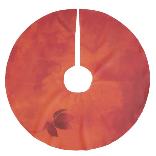 Burnt Orange Persimmon Leaf Abtract Herbst Polyester Weihnachtsbaumdecke (Vorderseite)