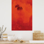 Burnt Orange Persimmon Leaf Abtract Herbst Poster (Küche)
