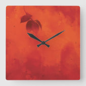 Burnt Orange Persimmon Leaf Abtract Herbst Quadratische Wanduhr (Vorderseite)