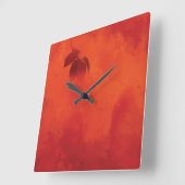 Burnt Orange Persimmon Leaf Abtract Herbst Quadratische Wanduhr (Winkel)