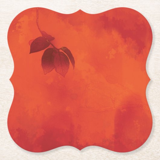 Burnt Orange Persimmon Leaf Abtract Herbst Untersetzer (Vorderseite)