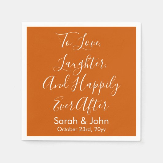 Burnt Orange personalisieren SkriptWedding Recepti Serviette (Vorderseite)