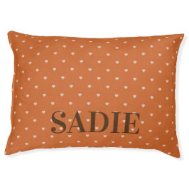 Burnt Orange Personalisiert Mini Hearts Haustierbett