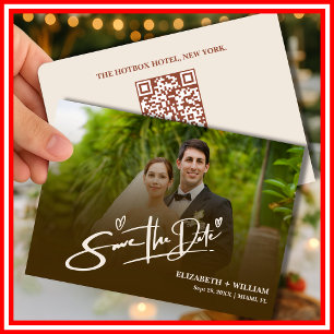 Burnt Orange Photo   QR Code Save-the-Date Save The Date
