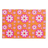 Burnt Orange & Pink Daisies 70er BOHO Blumenmuster Kissenbezug (Rückseite)
