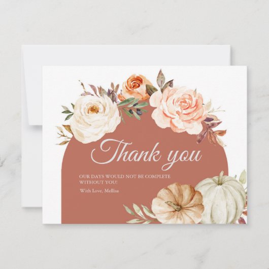 Burnt Orange Pumpkin Baby Dusche Danke Karte (Vorderseite)