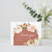 Burnt Orange Pumpkin Baby Dusche Danke Karte (Stehend Vorderseite)