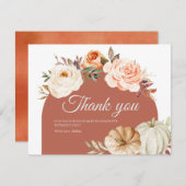 Burnt Orange Pumpkin Baby Dusche Danke Karte (Vorne/Hinten)