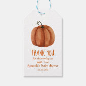 Burnt Orange Pumpkin Baby Dusche Vielen Dank Geschenkanhänger (Vorderseite)