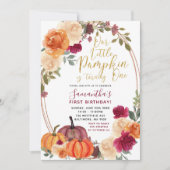 Burnt Orange Pumpkin Birthday Einladung (Vorderseite)