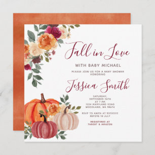Burnt Orange Pumpkin Fall in Liebe Baby Dusche Einladung