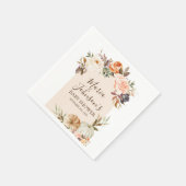 Burnt Orange Pumpkin Floral Brautparty Napkin Serviette (Ecke)