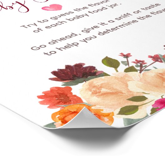 Burnt orange Pumpkin Floral Ratet das Baby Food Poster (Ecke)