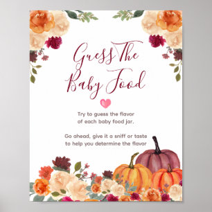 Burnt orange Pumpkin Floral Ratet das Baby Food Poster