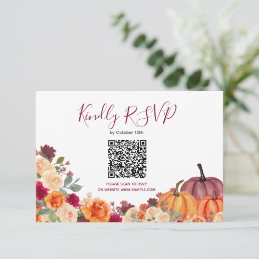 Burnt Orange Pumpkin Floral UAwg Online Card Dankeskarte (Stehend Vorderseite)