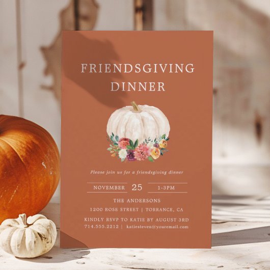 Burnt Orange Pumpkin Friendsgiving Dinner Einladung