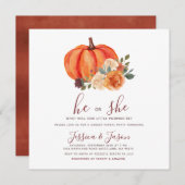 Burnt Orange Pumpkin Gender Reveal Party Einladung (Vorne/Hinten)