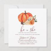 Burnt Orange Pumpkin Gender Reveal Party Einladung (Vorderseite)