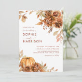 Burnt Orange Pumpkin Herbstblüte Hochzeit im Herbs Einladung (Stehend Vorderseite)