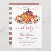 Burnt Orange Pumpkin Rustic Floral Baby Dusche Einladung (Vorne/Hinten)
