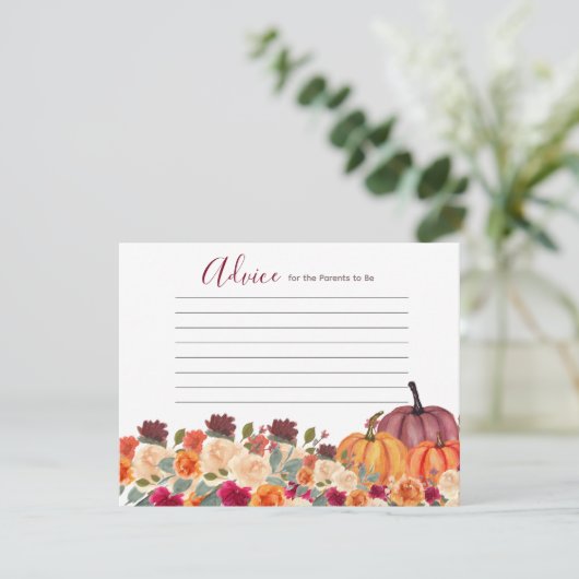 Burnt Orange Pumpkin Rustikale Blumenberatungskart Begleitkarte (Stehend Vorderseite)