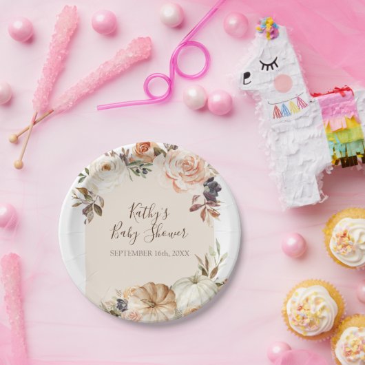 Burnt Orange Pumpkin Rustikales Party Papier Pappteller (Party)