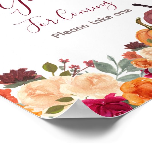 Burnt Orange Pumpkin Vielen Dank für Ihr Kommen Po Poster (Ecke)