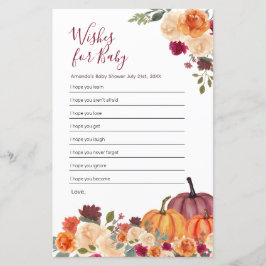 Burnt Orange Pumpkin Watercolor Wünsche für Baby