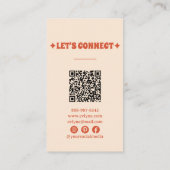 Burnt Orange QR Code Groovy Floral Terracotta Boho Visitenkarte (Rückseite)