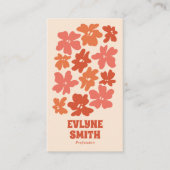 Burnt Orange QR Code Groovy Floral Terracotta Boho Visitenkarte (Vorderseite)