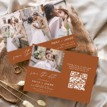 Burnt Orange QR Code Modern Save the Date 4 Foto<br><div class="desc">Moderner und eleganter Landschaft Horizontal Vier (4) Foto QR Code Save the Date Hochzeitsmagnet mit handgeschriebener Schrift Typografie. Der Save the Date einladende Magnet beinhaltet Skripttypografie und schick und schlichtes Design,  mit dem Sie Ihre individuelle Verlobung Fotografie hinzufügen können.</div>