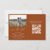 Burnt Orange QR Code Modern Save the Date 4 Foto (Rückseite)