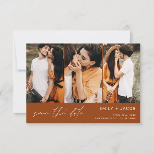 Burnt Orange QR Code Modern Save the Date elegant (Vorderseite)
