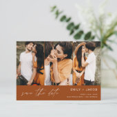Burnt Orange QR Code Modern Save the Date elegant (Stehend Vorderseite)