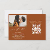 Burnt Orange QR Code Modern Save the Date elegant (Rückseite)