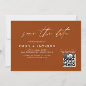 Burnt Orange QR Code Save the Date Modernes 3 Foto (Rückseite)