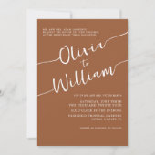 Burnt Orange QR Script Einladung zur Hochzeit (Vorderseite)