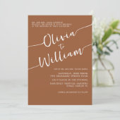 Burnt Orange QR Script Einladung zur Hochzeit (Stehend Vorderseite)