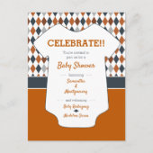 Burnt Orange Raute Pattern Baby Dusche Postkarte (Vorderseite)