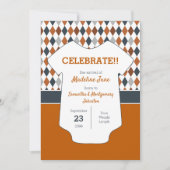 Burnt Orange Raute Pattern Baby Foto Ankündigung (Vorderseite)