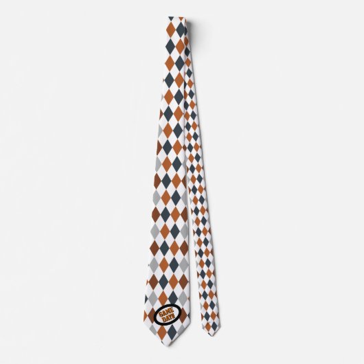 Burnt Orange Raute Pattern Game Day Neck Tie Krawatte (Vorderseite)