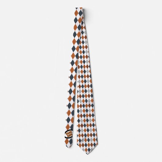 Burnt Orange Raute Pattern Game Day Neck Tie Krawatte (Rückseite)