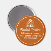 Burnt Orange Real Estate Company Custom Realtor Magnet (Vorderseite/Rückseite)