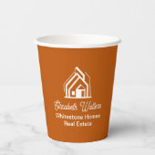Burnt Orange Real Estate Company Custom Realtor Pappbecher (Rückseite)