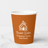Burnt Orange Real Estate Company Custom Realtor Pappbecher (Vorderseite)