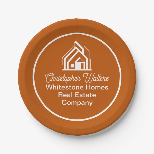 Burnt Orange Real Estate Company Custom Realtor Pappteller (Vorderseite)
